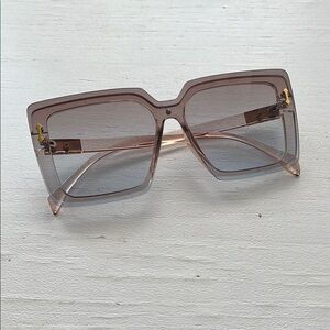 Oversized Square Translucent Frame Champagne Light Tint Sunglasses